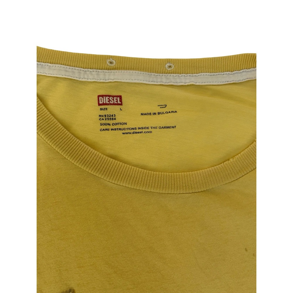 Diesel Villa M.O. Graphic T-Shirt Yellow Cotton Crewneck Short Sleeve Large - Picture 8 of 9
